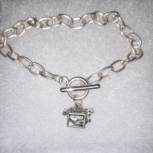 Prayer hands ornate prayer box silvertone bracelet